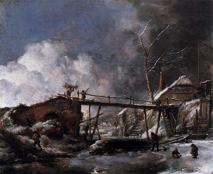 Winter Landscape with Wooden Bridge, Philips Wouwerman